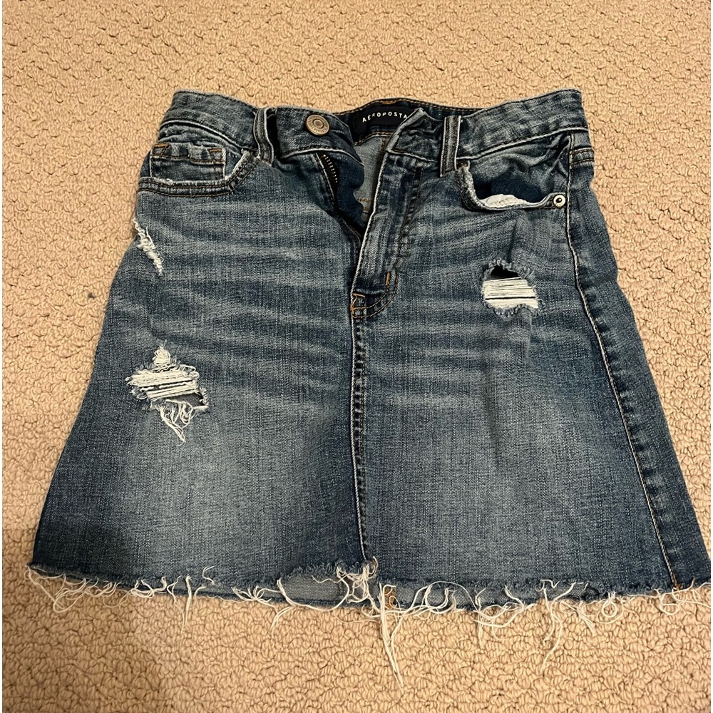 Jean skirt (000 wasn’t an option but that is the true size)